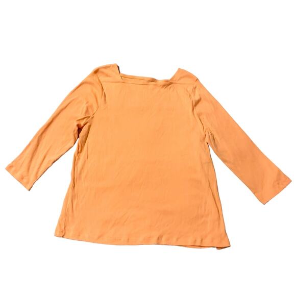 Chico’s Peach Orange Ultimate Tee 2 (Large) Women’s Square Neck 3/4 Sleeve READ - Picture 2 of 14
